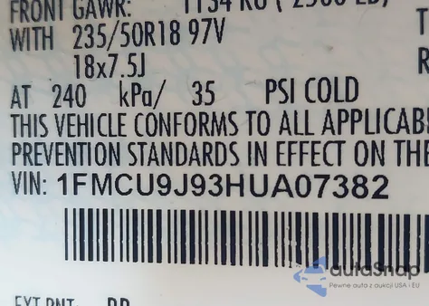 2017 Ford Escape Titanium z USA, uszkodzony, nr VIN 1FMCU9J93HUA07382